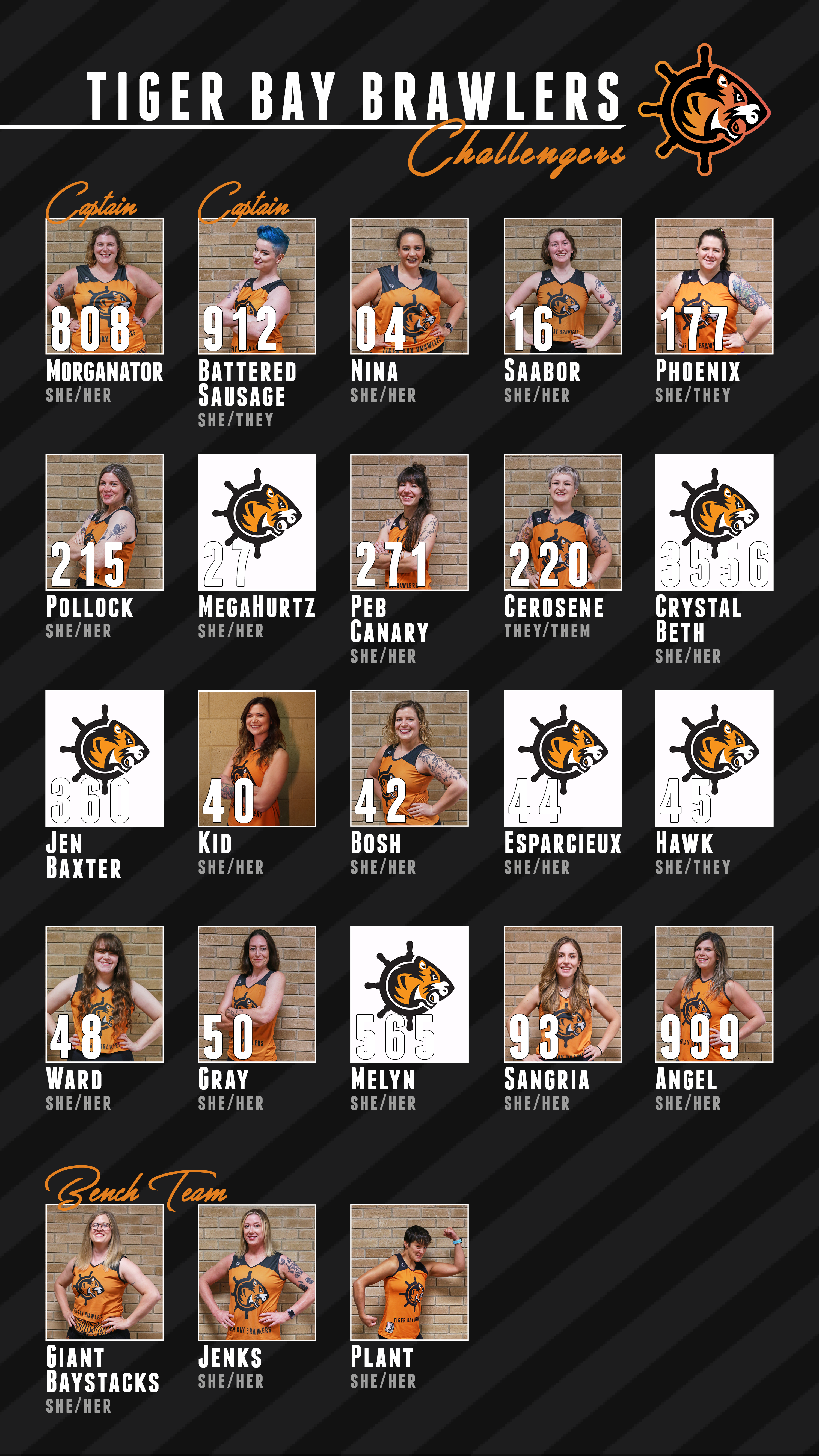 Charter poster of Challengers players for current 2023 competitive season